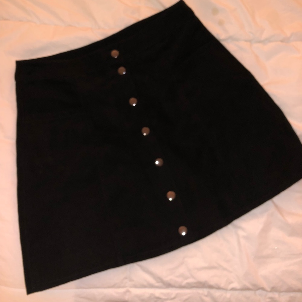 Black suede H&M button down skirt